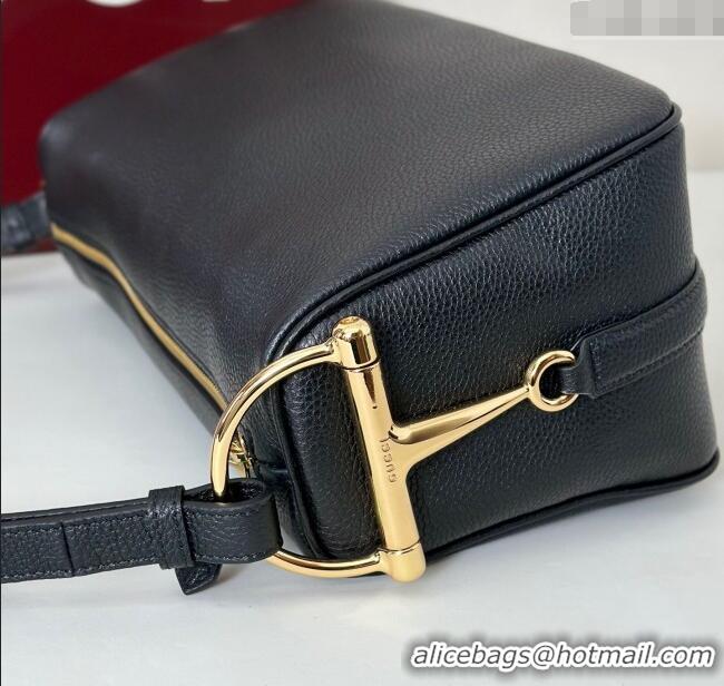 Grade Quality Gucci Half Horsebit medium shoulder bag in Leather 860787 Black 2025