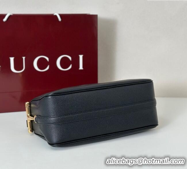 Grade Quality Gucci Half Horsebit medium shoulder bag in Leather 860787 Black 2025
