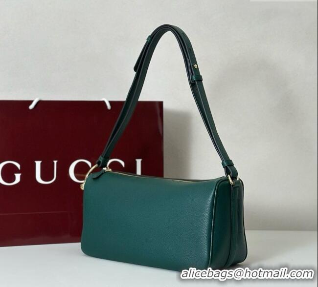 Shop Discount Gucci Half Horsebit medium shoulder bag in Leather 860787 Green 2025