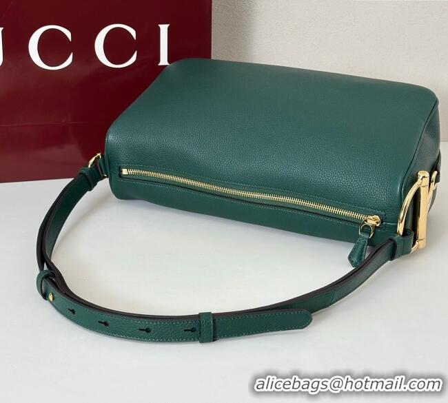 Shop Discount Gucci Half Horsebit medium shoulder bag in Leather 860787 Green 2025