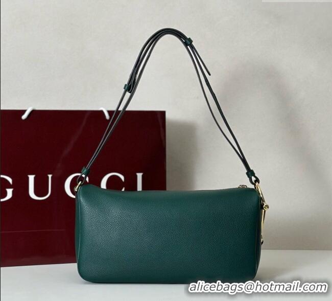 Shop Discount Gucci Half Horsebit medium shoulder bag in Leather 860787 Green 2025