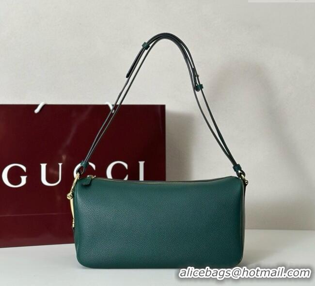 Shop Discount Gucci Half Horsebit medium shoulder bag in Leather 860787 Green 2025