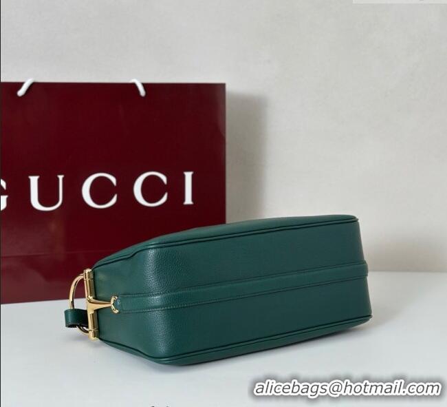 Shop Discount Gucci Half Horsebit medium shoulder bag in Leather 860787 Green 2025
