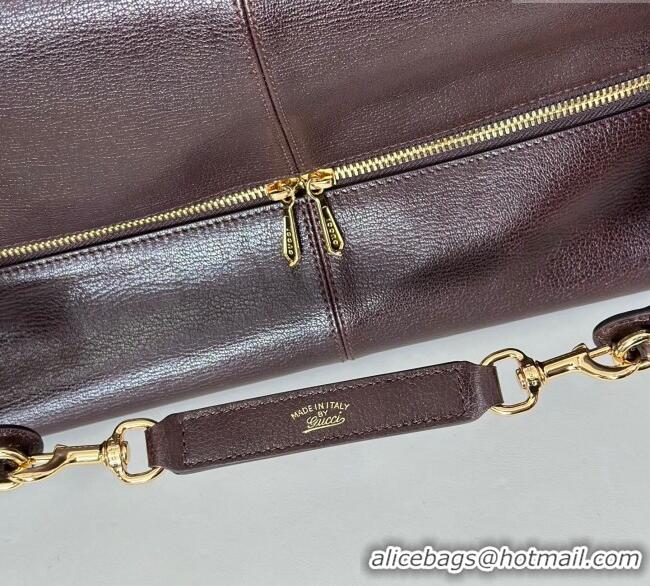 Best Grade Gucci Leather Shoulder Bag 864485 Brown 2025