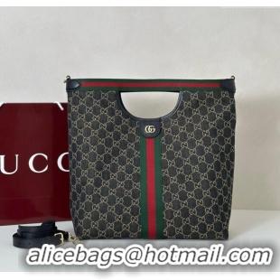 Grade Quality Gucci Mens Giglio GG Denim Tote Bag 865452 Black 2025