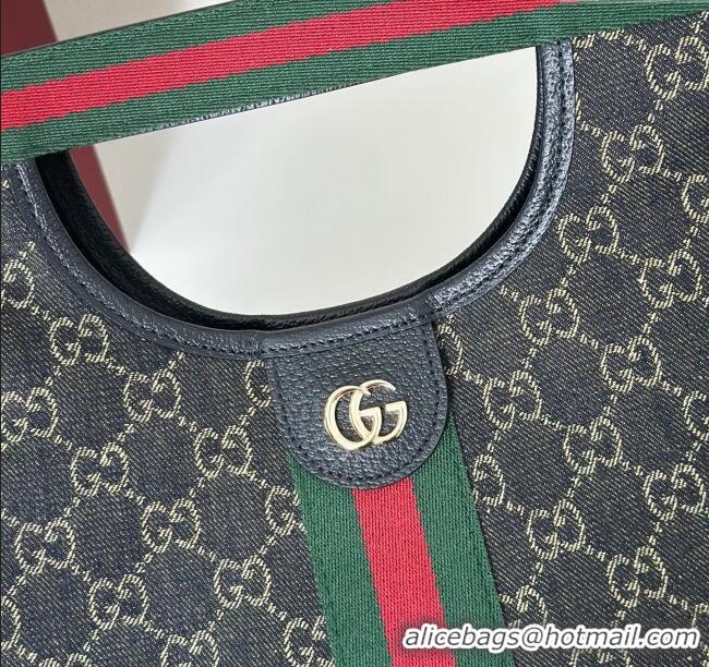 Grade Quality Gucci Mens Giglio GG Denim Tote Bag 865452 Black 2025