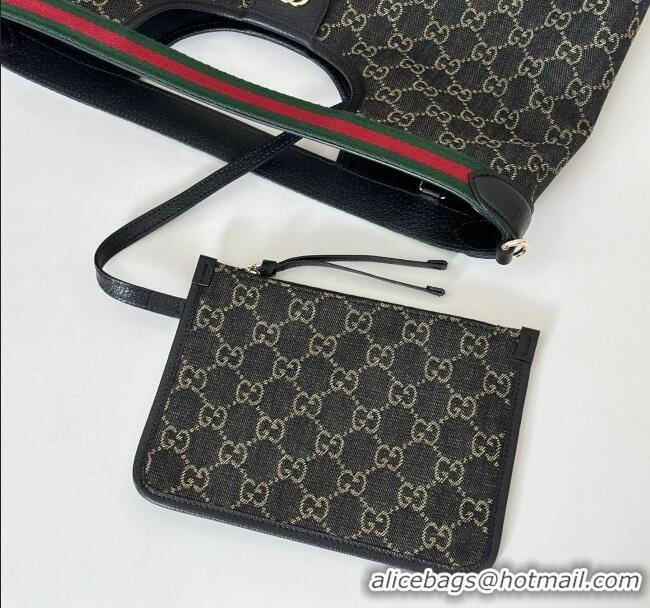 Grade Quality Gucci Mens Giglio GG Denim Tote Bag 865452 Black 2025