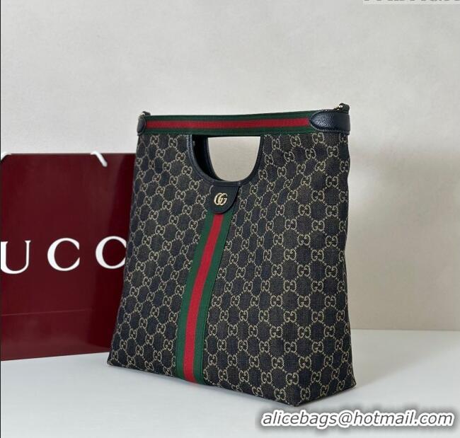 Grade Quality Gucci Mens Giglio GG Denim Tote Bag 865452 Black 2025