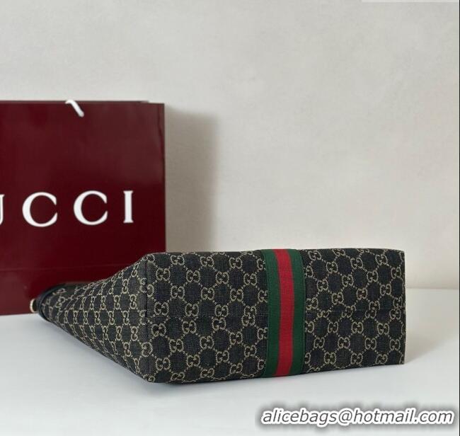 Grade Quality Gucci Mens Giglio GG Denim Tote Bag 865452 Black 2025