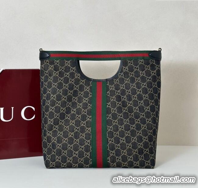 Grade Quality Gucci Mens Giglio GG Denim Tote Bag 865452 Black 2025