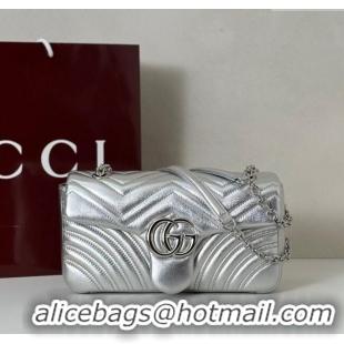 Buy Classic Gucci GG Marmont medium shoulder bag in Leather 837267 Silver 2025