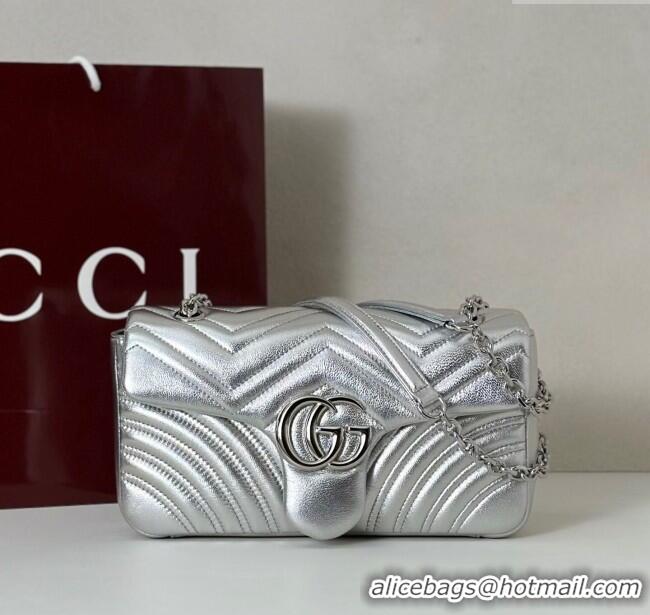 Buy Classic Gucci GG Marmont medium shoulder bag in Leather 837267 Silver 2025