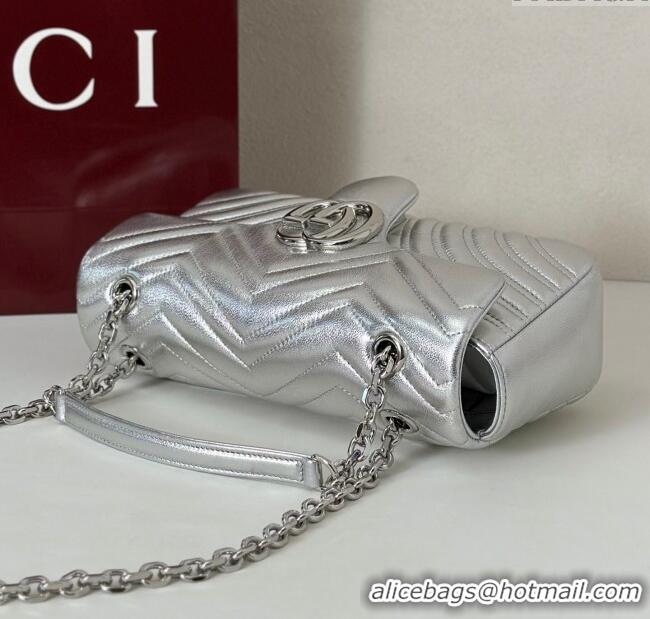 Buy Classic Gucci GG Marmont medium shoulder bag in Leather 837267 Silver 2025