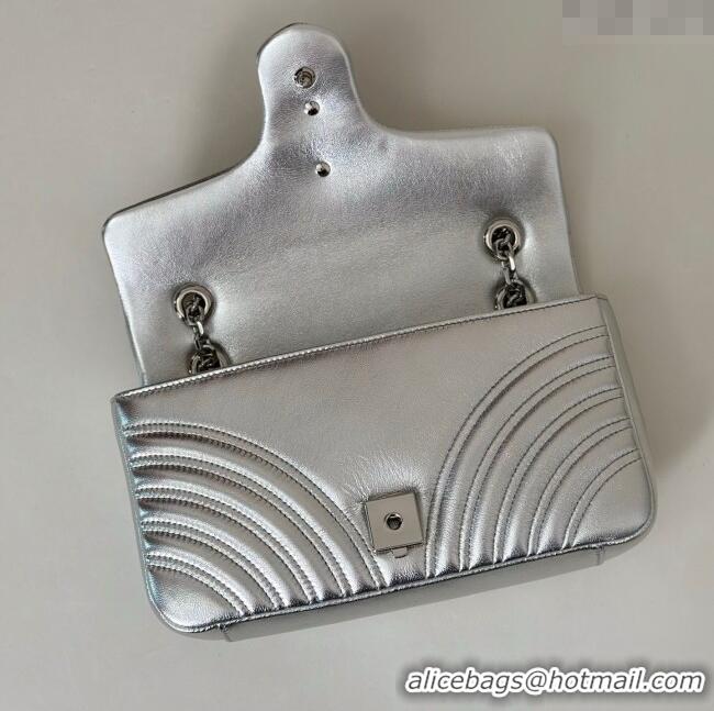 Buy Classic Gucci GG Marmont medium shoulder bag in Leather 837267 Silver 2025