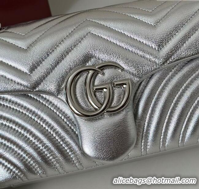 Buy Classic Gucci GG Marmont medium shoulder bag in Leather 837267 Silver 2025
