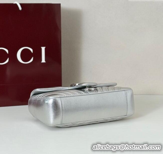 Buy Classic Gucci GG Marmont medium shoulder bag in Leather 837267 Silver 2025