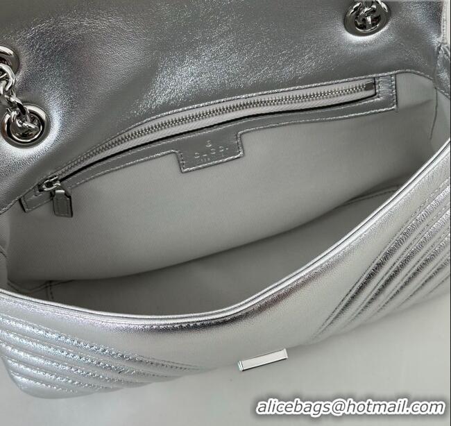 Buy Classic Gucci GG Marmont medium shoulder bag in Leather 837267 Silver 2025