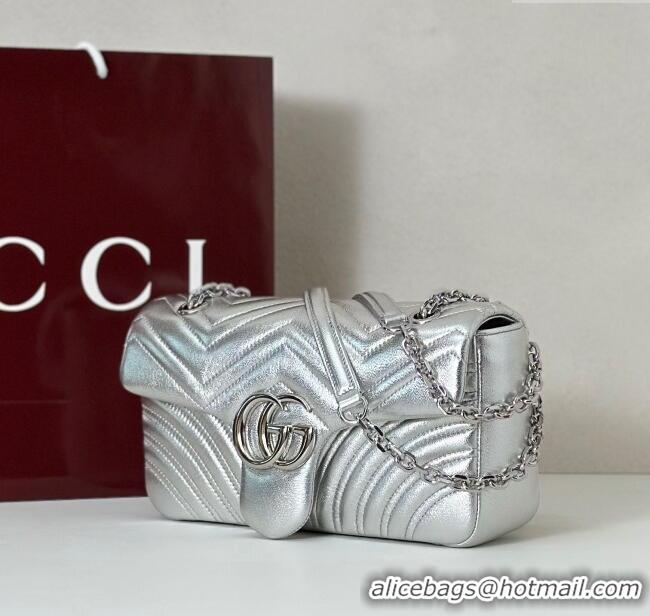 Buy Classic Gucci GG Marmont medium shoulder bag in Leather 837267 Silver 2025