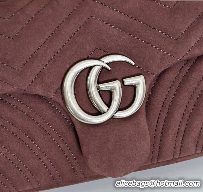 Best Quality Gucci GG Marmont medium shoulder bag in Suede 837267 Dark Brown 2025