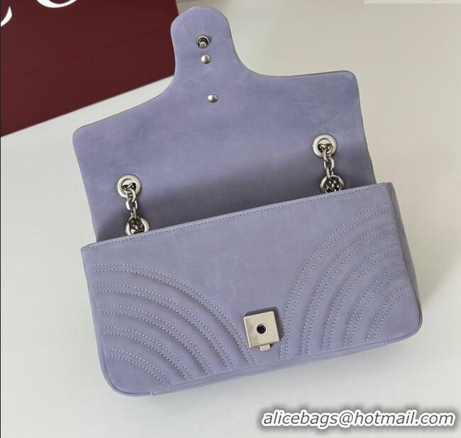 Top Design Gucci GG Marmont medium shoulder bag in Suede 837267 Dusty Blue 2025
