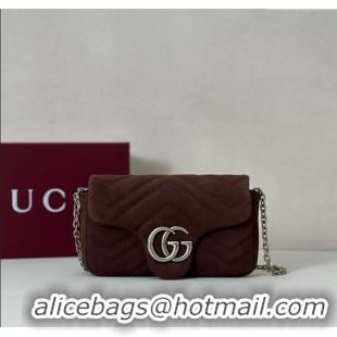 Good Taste Gucci GG Marmont mini shoulder bag in Suede 841290 Dark Brown 2025