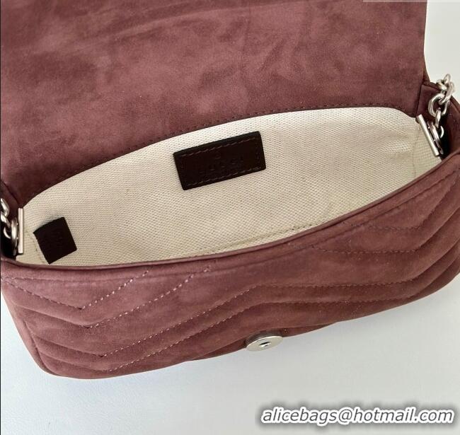 Good Taste Gucci GG Marmont mini shoulder bag in Suede 841290 Dark Brown 2025