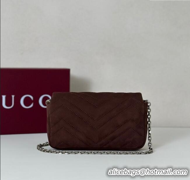 Good Taste Gucci GG Marmont mini shoulder bag in Suede 841290 Dark Brown 2025