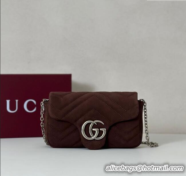 Good Taste Gucci GG Marmont mini shoulder bag in Suede 841290 Dark Brown 2025