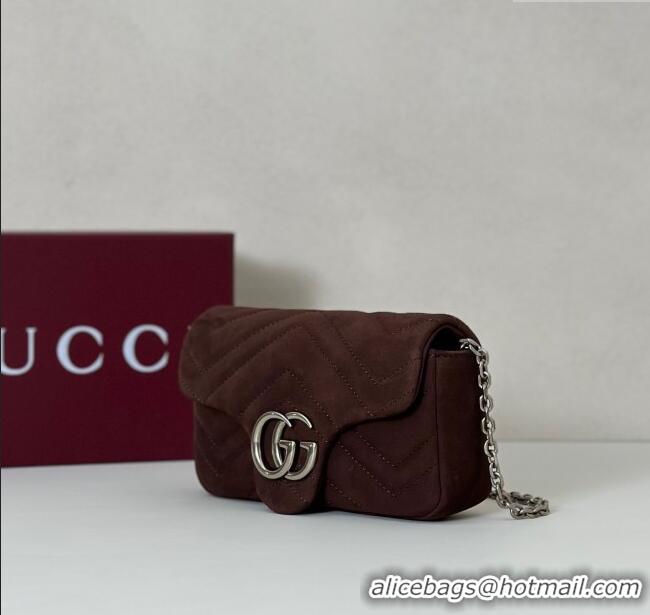 Good Taste Gucci GG Marmont mini shoulder bag in Suede 841290 Dark Brown 2025