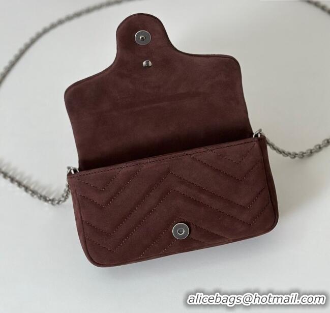 Good Taste Gucci GG Marmont mini shoulder bag in Suede 841290 Dark Brown 2025