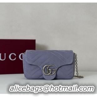 Market Sells Gucci GG Marmont mini shoulder bag in Suede 841290 Dusty Blue 2025