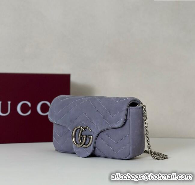 Market Sells Gucci GG Marmont mini shoulder bag in Suede 841290 Dusty Blue 2025