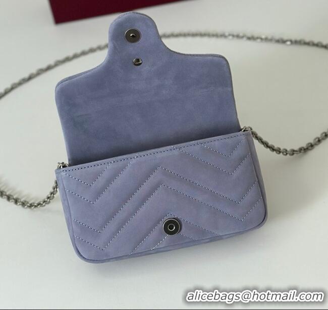 Market Sells Gucci GG Marmont mini shoulder bag in Suede 841290 Dusty Blue 2025