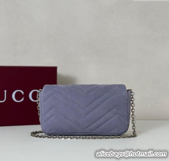 Market Sells Gucci GG Marmont mini shoulder bag in Suede 841290 Dusty Blue 2025