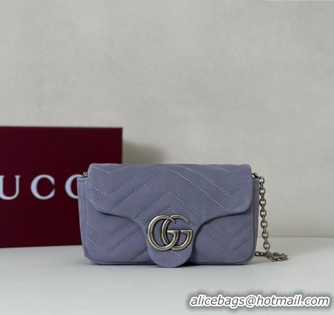 Market Sells Gucci GG Marmont mini shoulder bag in Suede 841290 Dusty Blue 2025