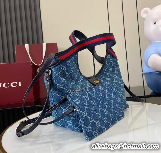 Market Sells Gucci Giglio Small Tote Bag in GG Denim 860845 Light Blue 2025