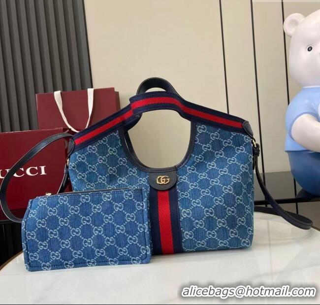 Market Sells Gucci Giglio Small Tote Bag in GG Denim 860845 Light Blue 2025