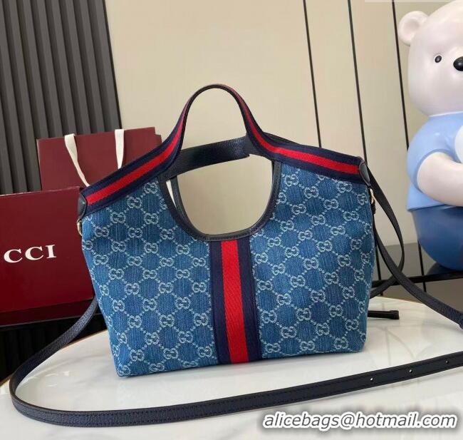 Market Sells Gucci Giglio Small Tote Bag in GG Denim 860845 Light Blue 2025