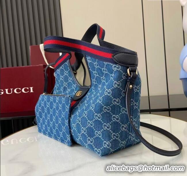 Market Sells Gucci Giglio Small Tote Bag in GG Denim 860845 Light Blue 2025