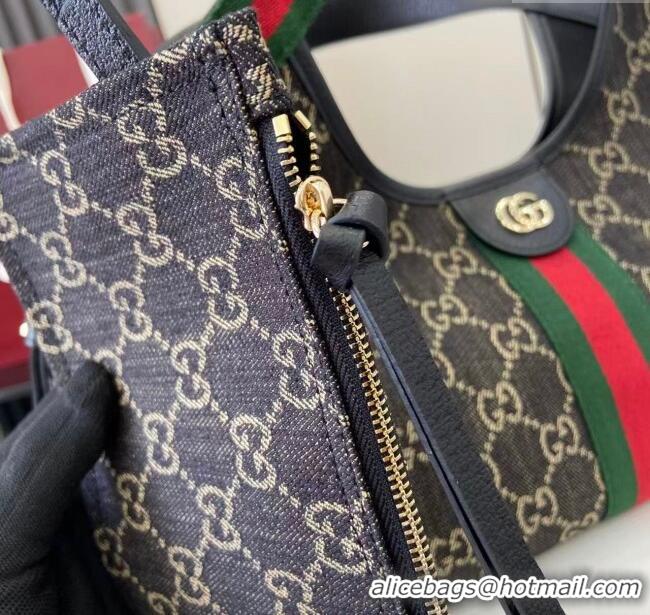 Well Crafted Gucci Giglio Small Tote Bag in GG Denim 860845 Black 2025