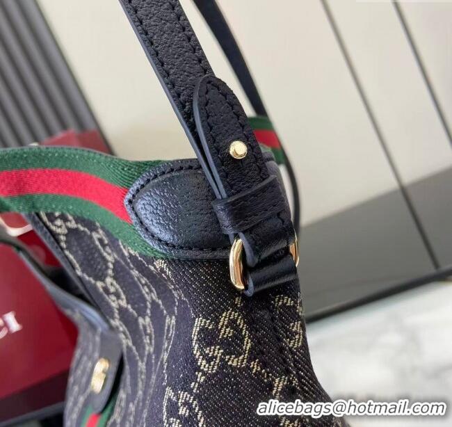 Well Crafted Gucci Giglio Small Tote Bag in GG Denim 860845 Black 2025