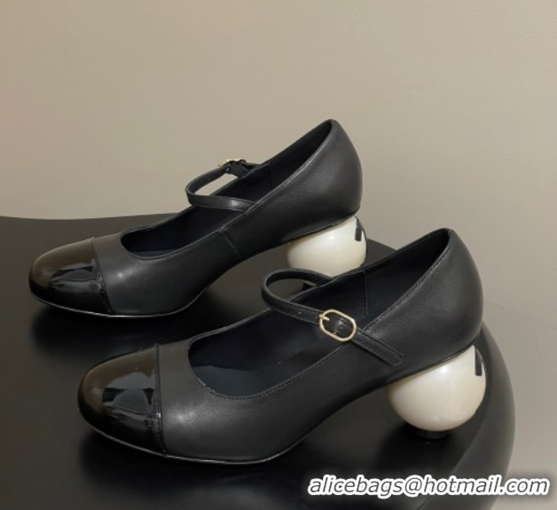 Purchase Chanel Lambskin, Patent Calfskin & Pearls Mary Janes Pumps 7cm Black 2025 G46775 51103078