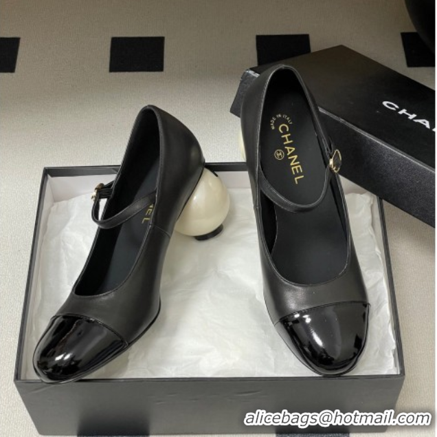 Purchase Chanel Lambskin, Patent Calfskin & Pearls Mary Janes Pumps 7cm Black 2025 G46775 51103078
