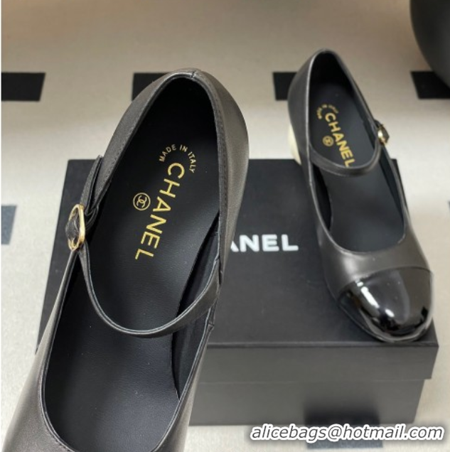 Purchase Chanel Lambskin, Patent Calfskin & Pearls Mary Janes Pumps 7cm Black 2025 G46775 51103078