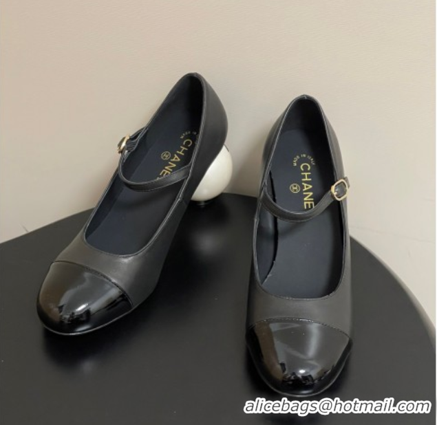 Purchase Chanel Lambskin, Patent Calfskin & Pearls Mary Janes Pumps 7cm Black 2025 G46775 51103078