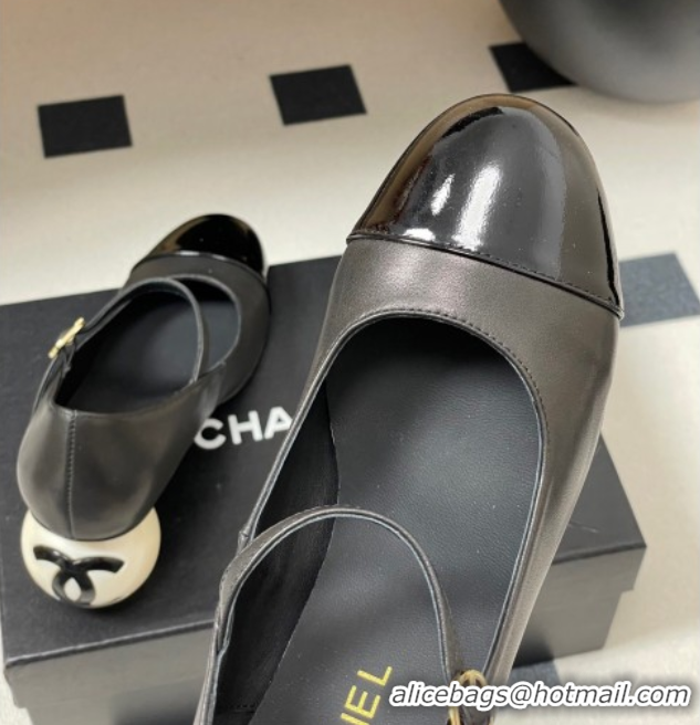 Purchase Chanel Lambskin, Patent Calfskin & Pearls Mary Janes Pumps 7cm Black 2025 G46775 51103078