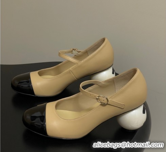 Best Product Chanel Lambskin, Patent Calfskin & Pearls Mary Janes Pumps 7cm Beige 2025 G46775 1103080