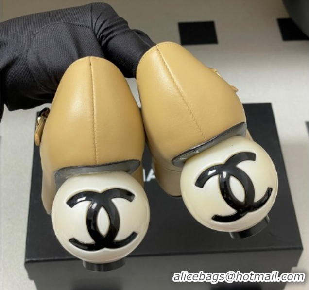 Best Product Chanel Lambskin, Patent Calfskin & Pearls Mary Janes Pumps 7cm Beige 2025 G46775 1103080
