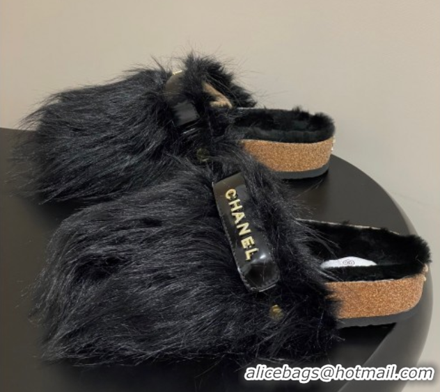 Sumptuous Chanel Wool Platform Mules Black 2025 CH110309 1103096