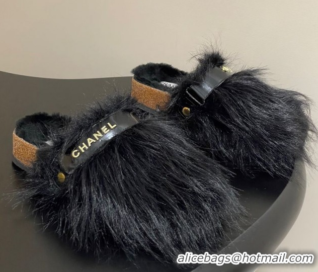 Sumptuous Chanel Wool Platform Mules Black 2025 CH110309 1103096
